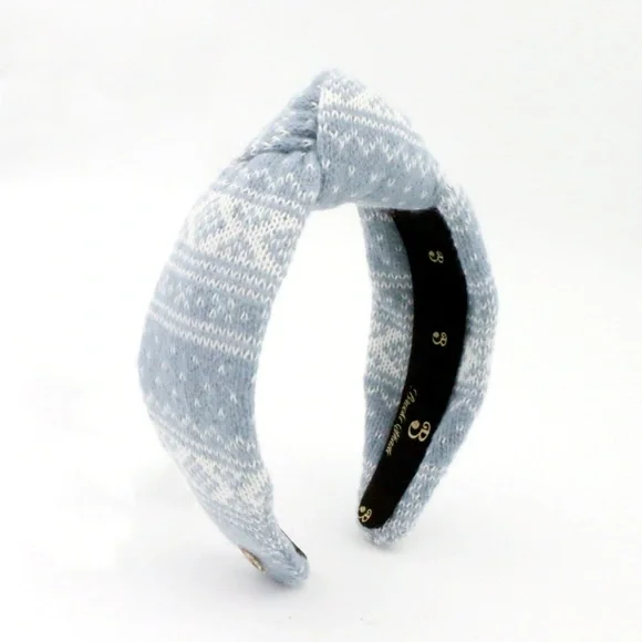 144. The Brooke Shade Winter Blue FairIsle Sweater highknot Headband